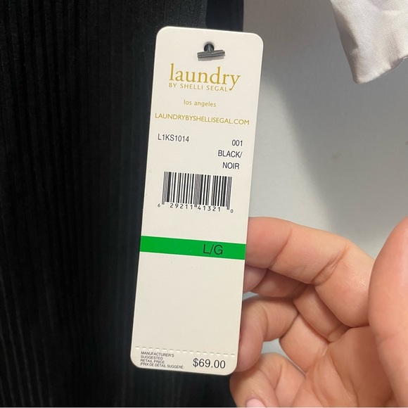 NWT sz lg LAUNDRY BY SHELLI SEGAL black and white puff sleeve tee - Picture 5 of 5